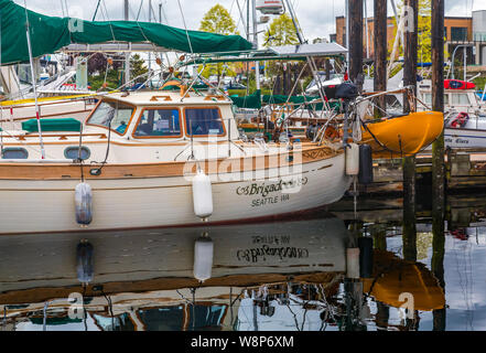 Fischerboote im Hafen von Nanaimo Stockfoto