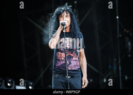 Anthrax live auf der Bühne beim BLOODSTOCK Open Air Festival, UK, 10. August 2019. Stockfoto