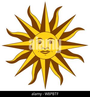 Skandinavische Drucken oder Poster mit niedlichen Lächeln Sun Abbildung: Symbole Stock Vektor