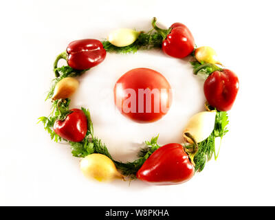 Gruene verschiedene Gemüse, Ökologie, Ernährung, Dill. Isolierte grünes Objekt für Design, weisser Hintergrund Beaty. Stockfoto