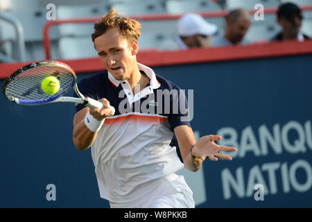 Montreal, Quebec, Kanada. 10 Aug, 2019. DANIILL Medwedew Russlands in seinem Halbfinale runde v K. Khachanov in der Rogers Cup Turnier in Montreal, Kanada. Quelle: Christopher Abgabe/ZUMA Draht/Alamy leben Nachrichten Stockfoto