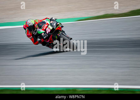 Aprilia Racing Team Gresini Spanier Aleix Espargaro konkurriert im Qualifying des Österreichischen MotoGP Grand Prix. Stockfoto