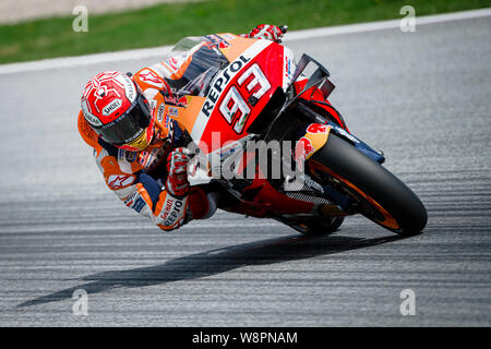 Repsol Honda Team Spanier Marc Marquez konkurriert im Qualifying des Österreichischen MotoGP Grand Prix. Stockfoto