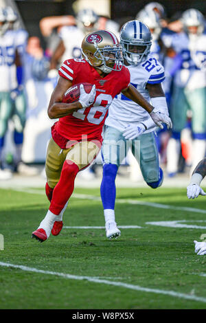 San Jose, Kalifornien, USA. August 10, 2019: San Francisco 49ers wide receiver Dante Pettis (18), die in Aktion während der NFL preseason Spiel zwischen den Dallas Cowboys und die San Francisco 49ers bei Levi's Stadion in San Jose, Kalifornien. Chris Brown/CSM Credit: Cal Sport Media/Alamy leben Nachrichten Stockfoto