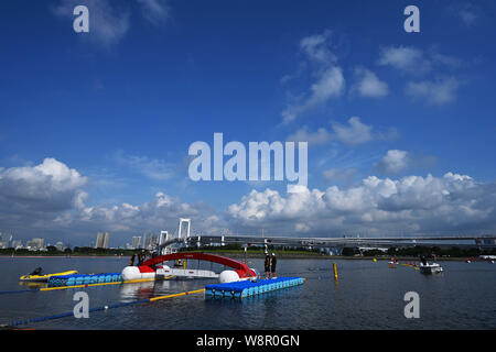 Tokio, Japan. Credit: MATSUO. 11 Aug, 2019. Allgemeine Ansicht Schwimmen: ständig bereit Tokio - Marathon Schwimmen in Odaiba in Tokio, Japan. Credit: MATSUO. K/LBA SPORT/Alamy leben Nachrichten Stockfoto