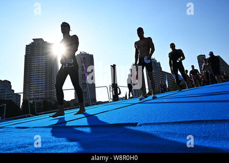 Tokio, Japan. Credit: MATSUO. 11 Aug, 2019. Allgemeine Ansicht Schwimmen: ständig bereit Tokio - Marathon Schwimmen in Odaiba in Tokio, Japan. Credit: MATSUO. K/LBA SPORT/Alamy leben Nachrichten Stockfoto