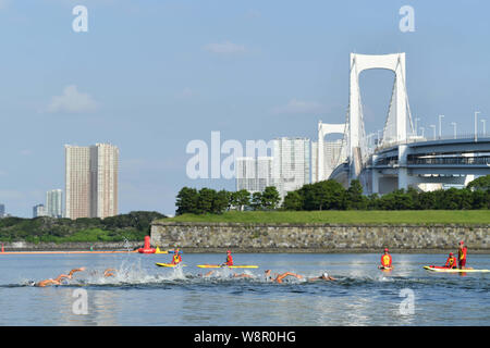 Tokio, Japan. Credit: MATSUO. 11 Aug, 2019. Allgemeine Ansicht Schwimmen: ständig bereit Tokio - Marathon Schwimmen in Odaiba in Tokio, Japan. Credit: MATSUO. K/LBA SPORT/Alamy leben Nachrichten Stockfoto