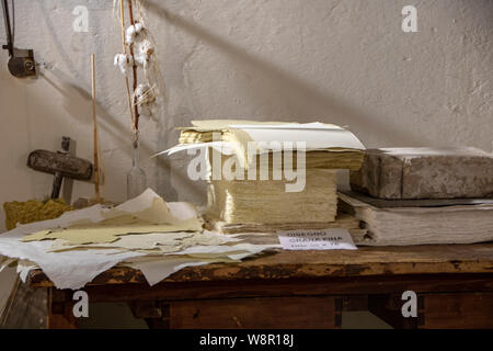 Fabriano - Italien - April 2019 - Papier und Wasserzeichen Museum Stockfoto