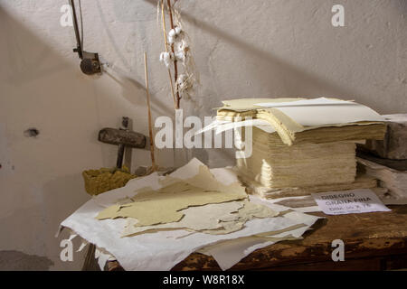 Fabriano - Italien - April 2019 - Papier und Wasserzeichen Museum Stockfoto