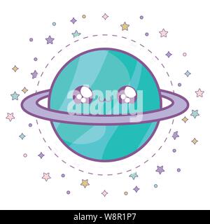 Cute Planet Saturn kawaii Stil Vector Illustration Design Stock Vektor
