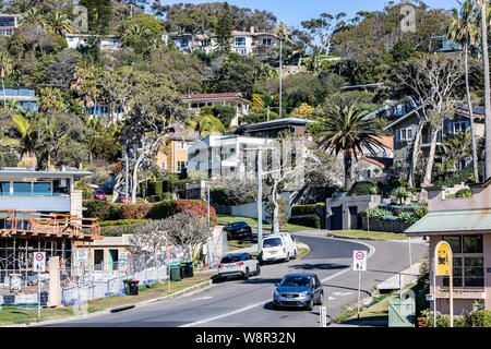 Der Vorort von Palm Beach mit Häusern und Gärten auf Sydney Northern Beaches, Australien Stockfoto