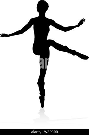 Tanzen Ballett Tänzerin Silhouette Stock Vektor