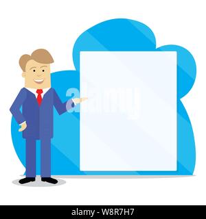 Mitarbeiter Charakter stehend mit Hintergrund und Kopie Raum Stock Vektor