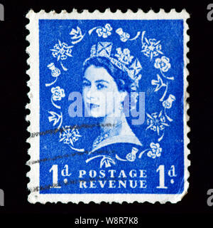 Großbritannien Briefmarke - Königin Elizabeth II - Predecimal Wilding Stockfoto