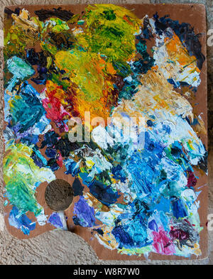 Bunte Künstler Farbpalette Stockfoto