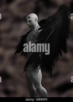 Abbildung des Teufels Charakter im Dunkeln - 3D-Rendering Stockfoto