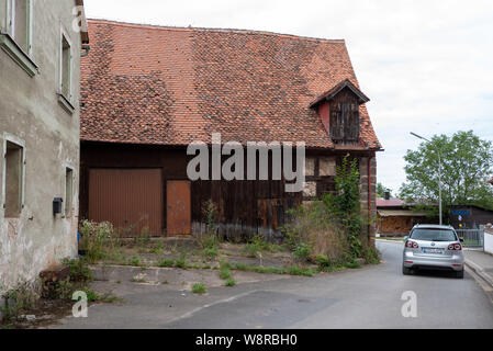 Moehrendorf, Deutschland - August 9, 2019: Blick auf einem Bauernhof in Moehrendorf, Deutschland. Stockfoto