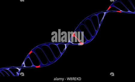Künstliche DNA-Molekül, das Konzept der künstlichen Intelligenz, auf einem dunklen Hintergrund Stockfoto