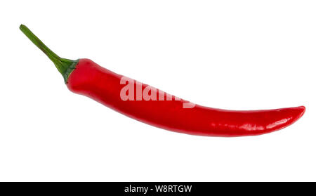 Schöne rote würzige Caen chili peppers isoliert Ganze, Paprika würzen, auf weißem Hintergrund Stockfoto