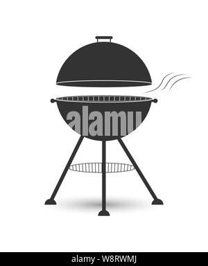 Grill mit Grill Grill braten auf Kohlen, einfachen flachen Design. Stock Vektor