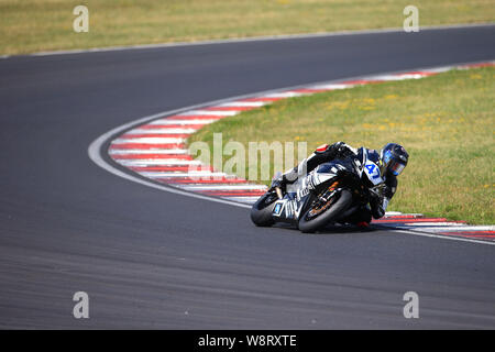 Die meisten, Tschechien. 11 Aug, 2019. Motorsport: Tschechische Republik, Autodrom Most, Supersport 600, Internationale Deutsche Motorrad Meisterschaft 47 Marc Buchner, GER, Yamaha YZF-R6, Buchner Motorsport Credit: Daniel Schäfer/dpa-Zentralbild/ZB/dpa/Alamy leben Nachrichten Stockfoto