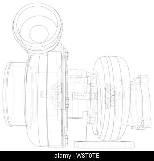 Vektor Turbolader isoliert. Vector Illustration. Tracing Abbildung: 3d Stock Vektor