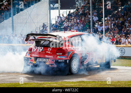 2018 Citroen C3 WRC mit Fahrer Mads Ostberg am 2019 Goodwood Festival der Geschwindigkeit, Sussex, UK. Stockfoto