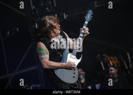 Catton Park, Norwich, UK. 11 Aug, 2019. Ross The Boss live auf der Bühne beim BLOODSTOCK Open Air Festival, Großbritannien durchführen. Credit: Andy Gallagher/Alamy leben Nachrichten Stockfoto