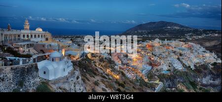 Thira, Panorama, Abendstimmung, Santorini, Griechenland, Lokalen, Abendstimmung Stockfoto