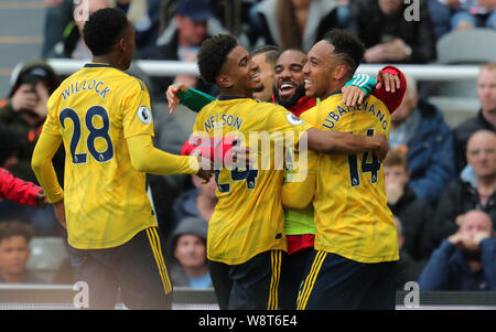 Newcastle, UK. 11. August 2019. Newcastle, UK. 11. August 2019. Pierre Aubameyang Emerick feiert Ziel, Newcastle United FC V Arsenal FC, 2019 Credit: Allstar Bildarchiv/Alamy Live News Credit: Allstar Bildarchiv/Alamy leben Nachrichten Stockfoto