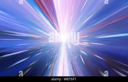 Fliegen durch Wurmloch Tunnel oder abstrakte Energy Vortex. Singularität, Gravitationswellen und Raumzeit Konzept Stockfoto