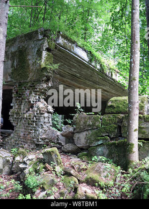 Bunker Überreste der ehemaligen Führer Hauptquartier "wolfsschanze" in den polnischen Masuren (ehemals Ostpreußen), aufgezeichnet am 15.07.2019 | Verwendung weltweit Stockfoto