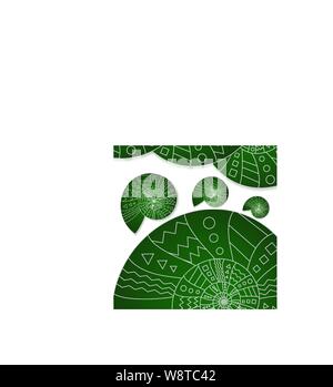 Familie von drei Schalen kriechen auf dem Grünen Hügel. Doodle Vector Illustration Stock Vektor