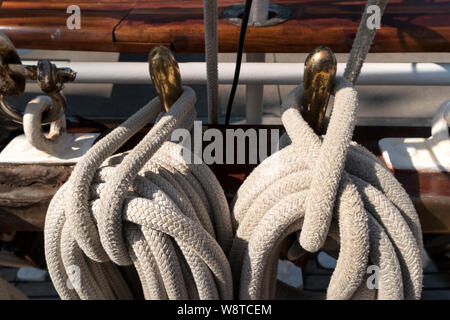 An Bord einer Segelyacht Schulschiff Detail Stockfoto