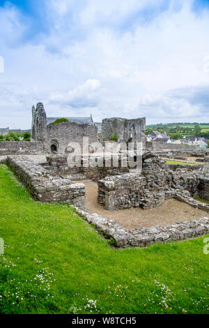 Die Ruinen der St. Dogmaels Abtei aus dem 12. Jahrhundert, in der Nähe von Cardigan, Pembrokeshire, Wales, Großbritannien Stockfoto