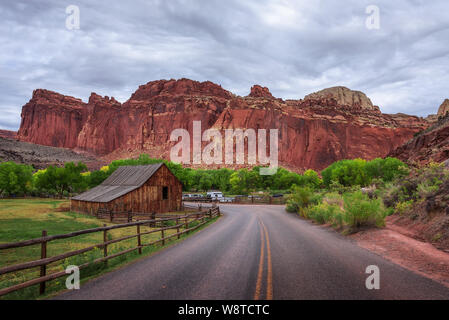 Historischen Scheune in den Capitol Reef National Park, Utah Stockfoto