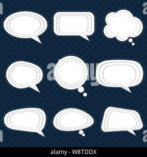 Satz von Sprechblasen in papercut Stil auf dem dunklen Hintergrund. Vector Illustration Stock Vektor