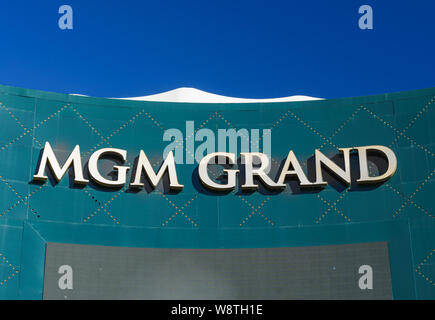 LAS VEGAS, NV/USA, 14. Februar 2016: MGM Grand Las Vegas Hotel und Casino. Das MGM Grand Las Vegas ist ein Hotel Casino auf dem Las Vegas Strip entfernt. Stockfoto