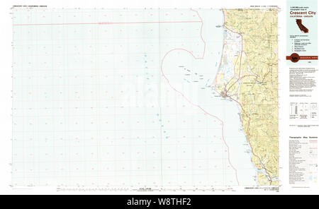 USGS Topo Karte Kalifornien Crescent City 299068 1983 100000 Restaurierung Stockfoto