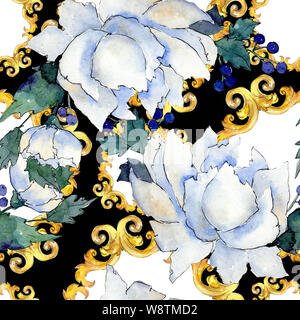 Blumenstrauß Blumen botanischen Blumen. Aquarell Hintergrund Abbildung. Nahtlose Muster. Stockfoto