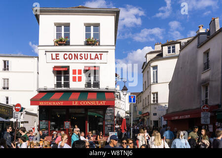 Paris Montmartre Cafe-Le Consulat cafe in Montmartre in Paris, Frankreich, Europa. Stockfoto