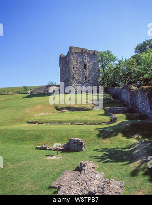 Halten und Begründung des 11. Jahrhunderts Peveral Burgruinen, Castleton, Derbyshire, England, Vereinigtes Königreich Stockfoto