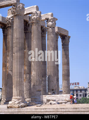 Korinthische Säulen, den Tempel des Olympischen Zeus, Athen, Athen, Griechenland Stockfoto