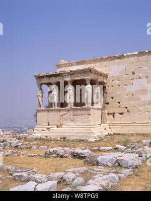 Portal der Karyatiden, das Erechtheion, Akropolis von Athen, Athen (Athina), Athen, Griechenland Stockfoto