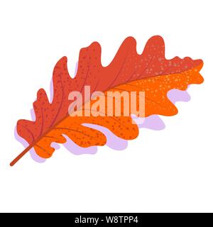 Orange vektor Eichenblatt mit Schatten, auf weißem Hintergrund. Single Herbst Blatt. Stock Vektor