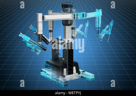 Visualisierung 3D-CAD-Modell von Robotischen chirurgischen Systems. 3D-Rendering Stockfoto