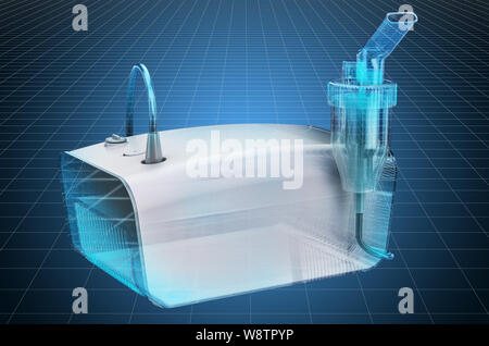 Visualisierung 3D-CAD-Modell der medizinischen Inhalator, Vernebler. 3D-Rendering Stockfoto
