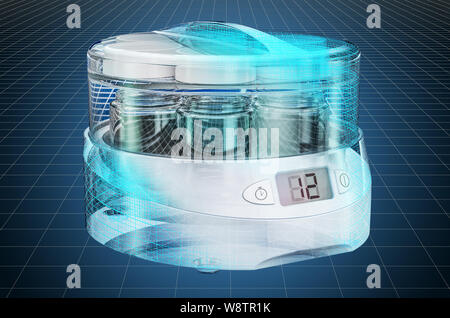 Visualisierung 3D-CAD-Modell von Joghurt maker, Blaupause. 3D-Rendering Stockfoto