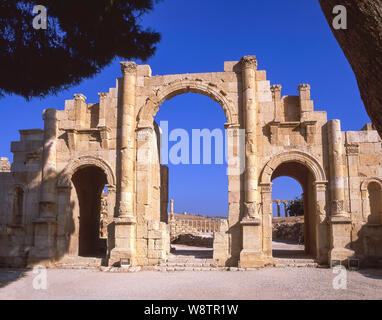 Der Bogen des Hadrian, die antike Stadt Jerash (gerasa), Irbid, Maan, Königreich Jordanien Stockfoto