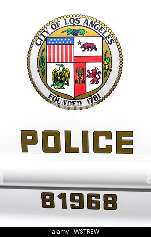 Los Angeles Polizei Auto Logo, Marina del Rey, Los Angeles, California, Vereinigte Staaten von Amerika Stockfoto